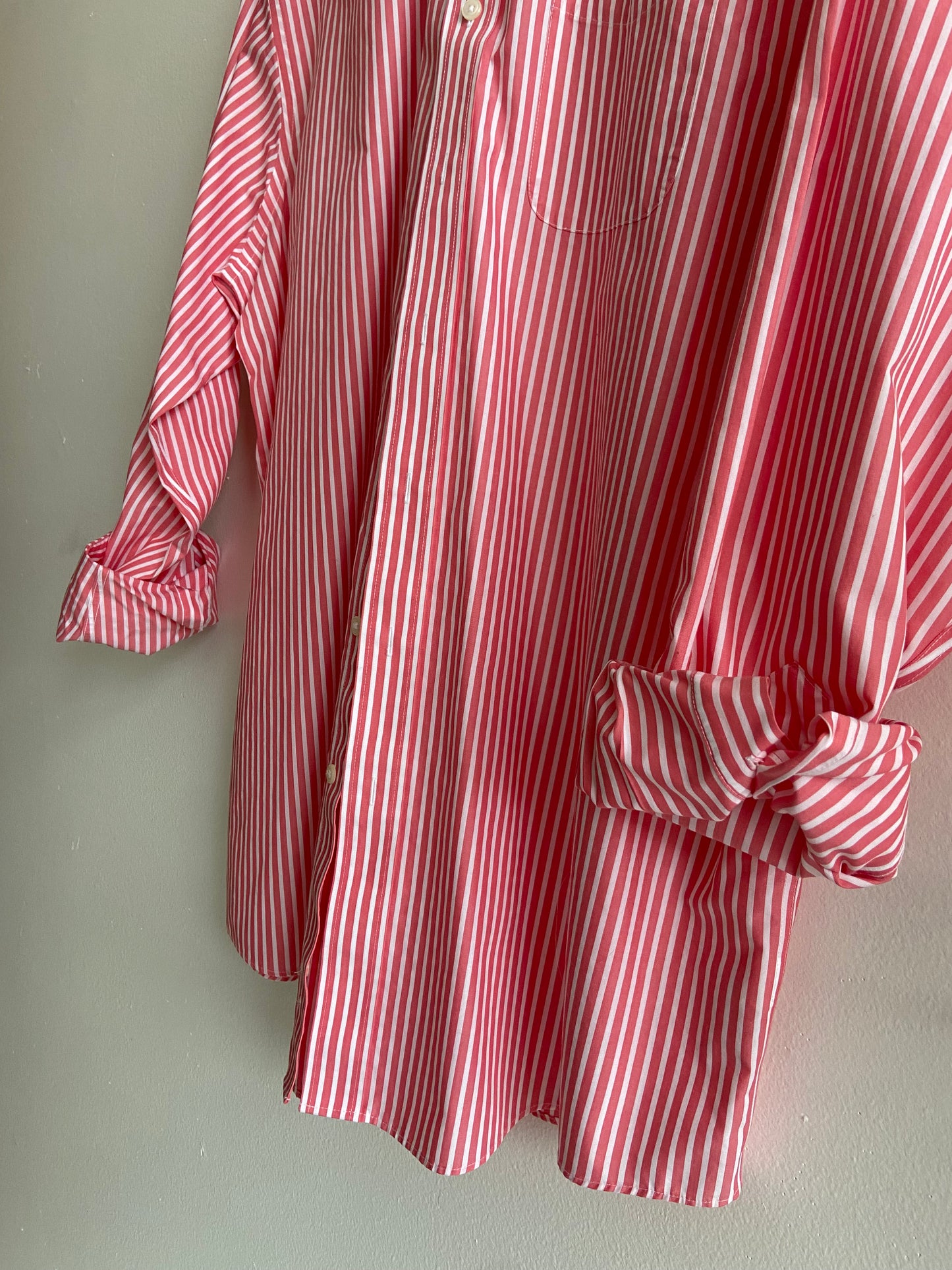 Pink and white vertical pinstripe button-up SS 1-3