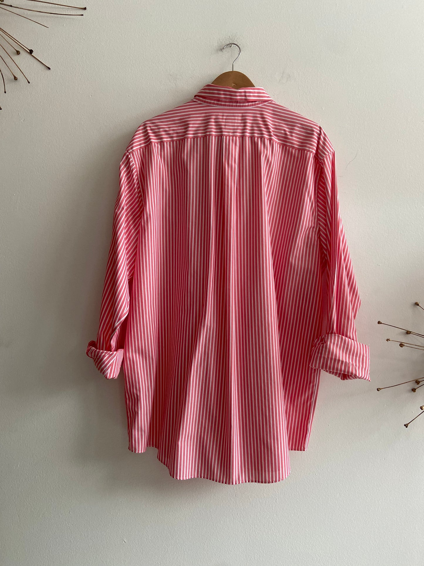 Pink and white vertical pinstripe button-up SS 1-3