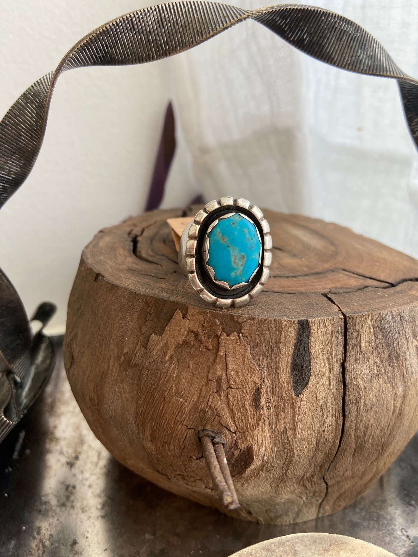 Sterling silver and turquoise ring 7.5