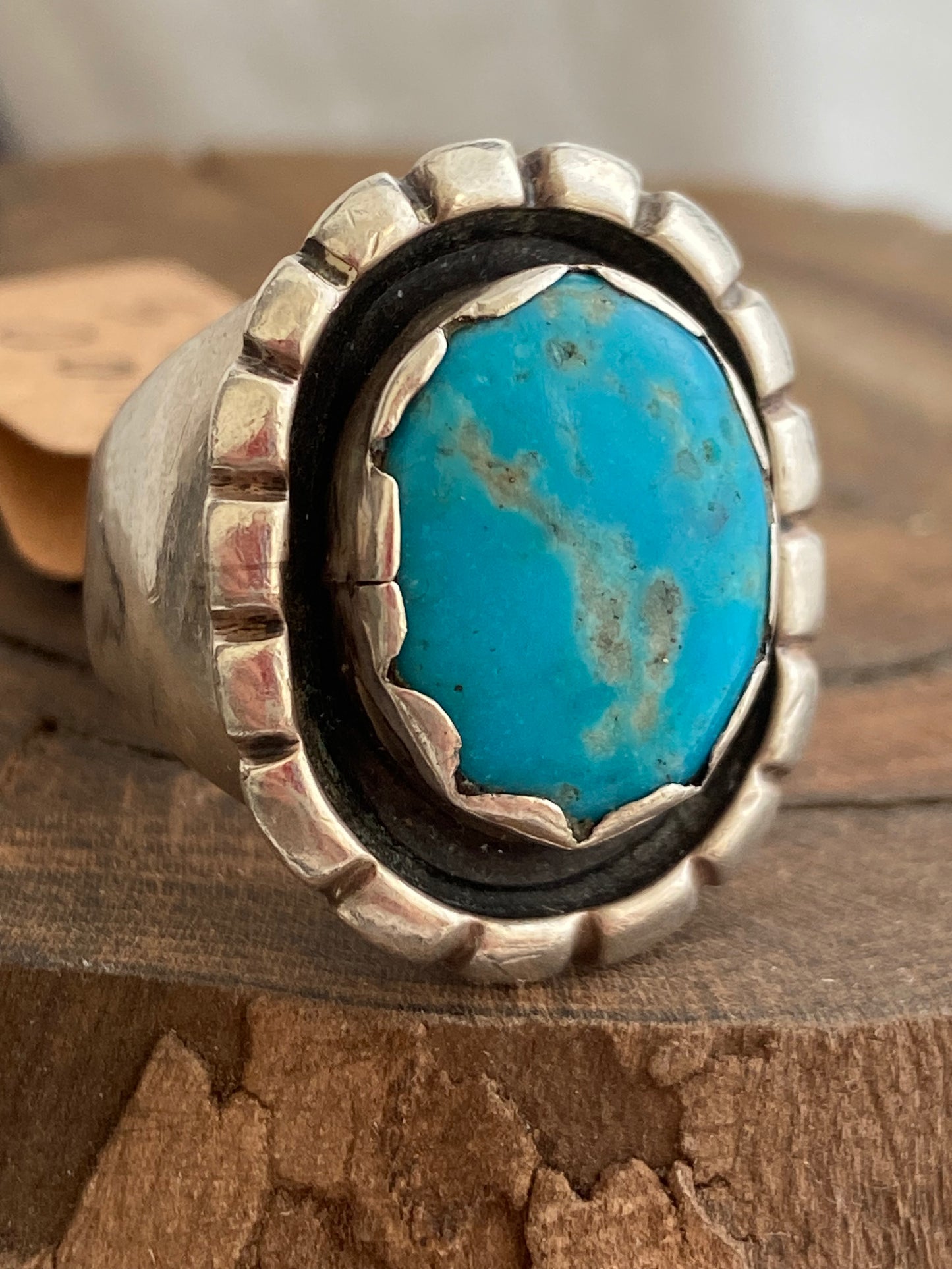 Sterling silver and turquoise ring 7.5