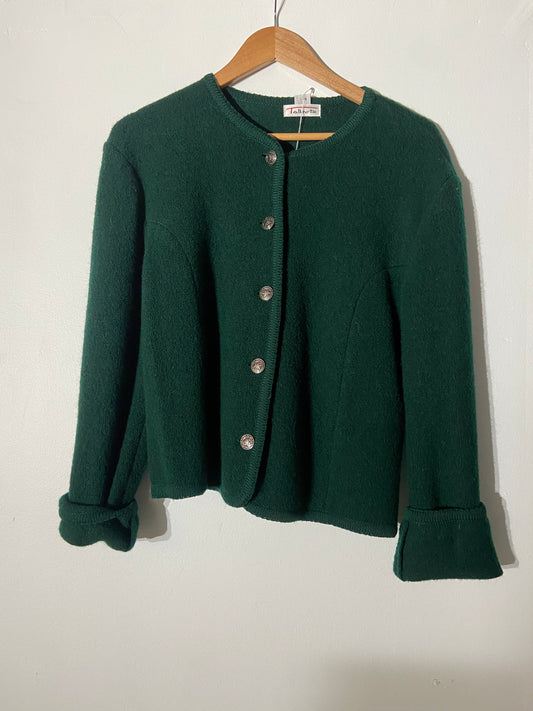 Green wool button front cardigan sweater SS 1-2