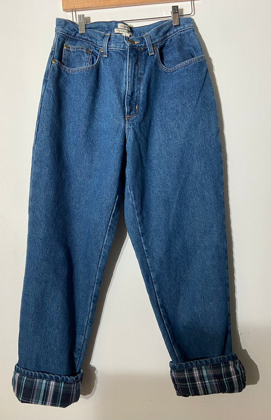 L.L. Bean flannel-lined denim pants blue/ purple SS 2