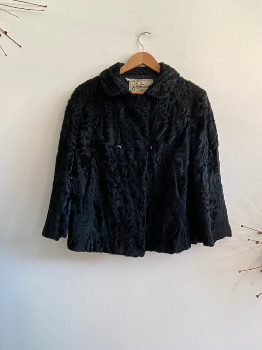 Vintage black cropped fur coat SS 1