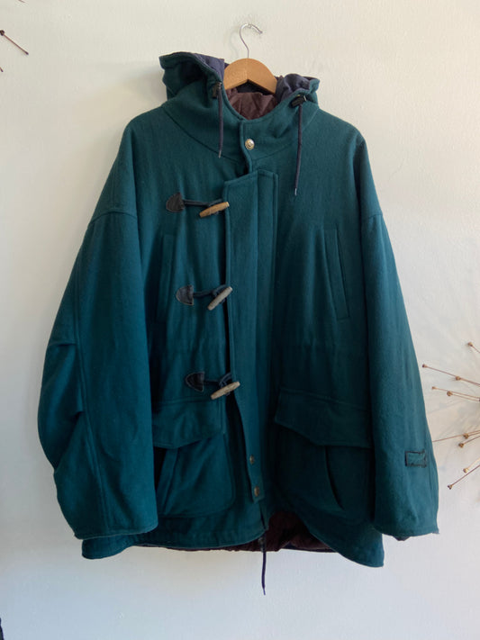 Teal toggle hooded wool coat SS 3