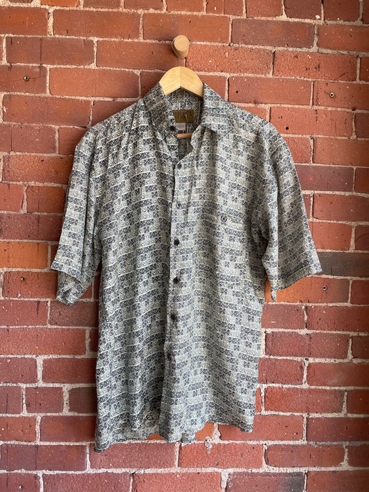 Geometric Silk Button Down SS2