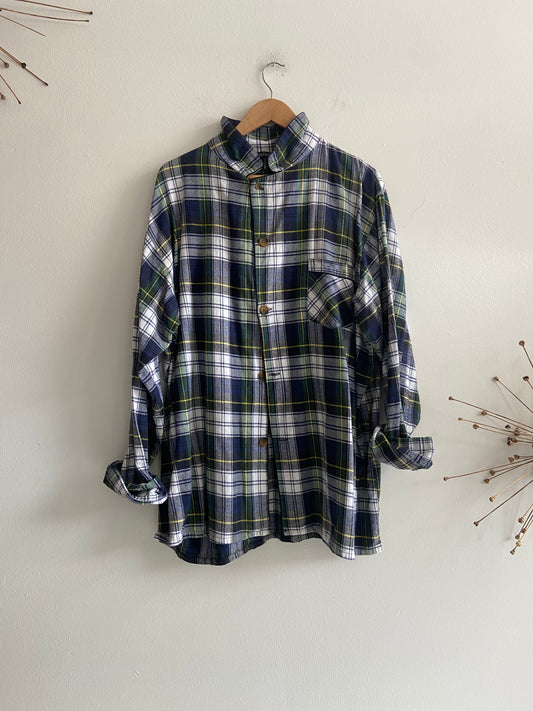 Blue and greens plaid flannel SS 3