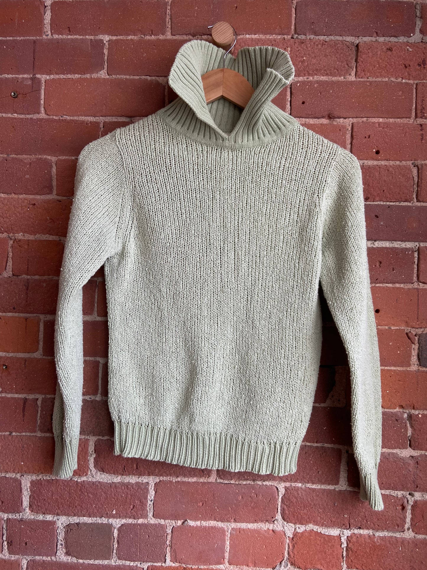 M & P light green cotton knit sweater SS 1
