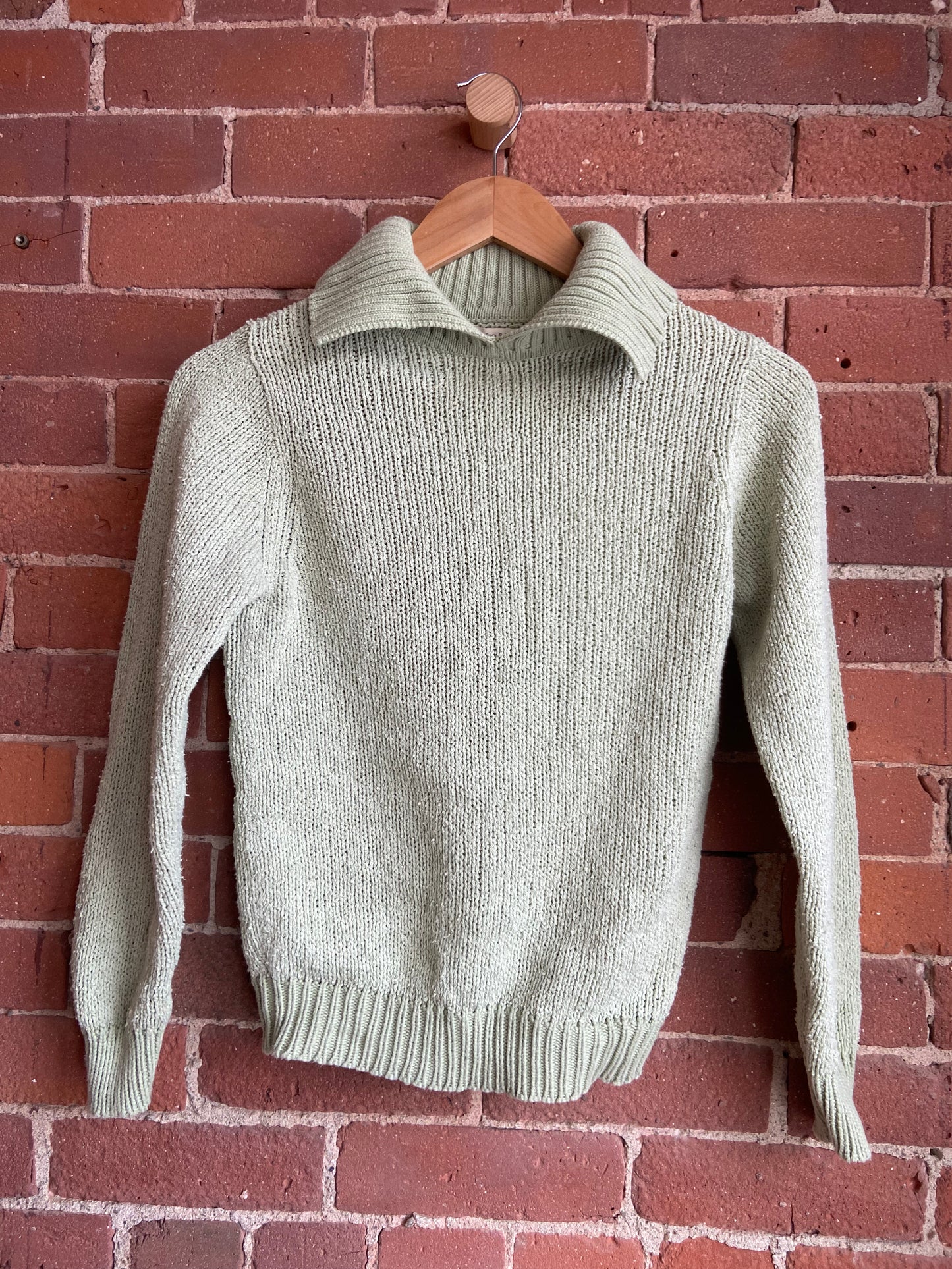 M & P light green cotton knit sweater SS 1