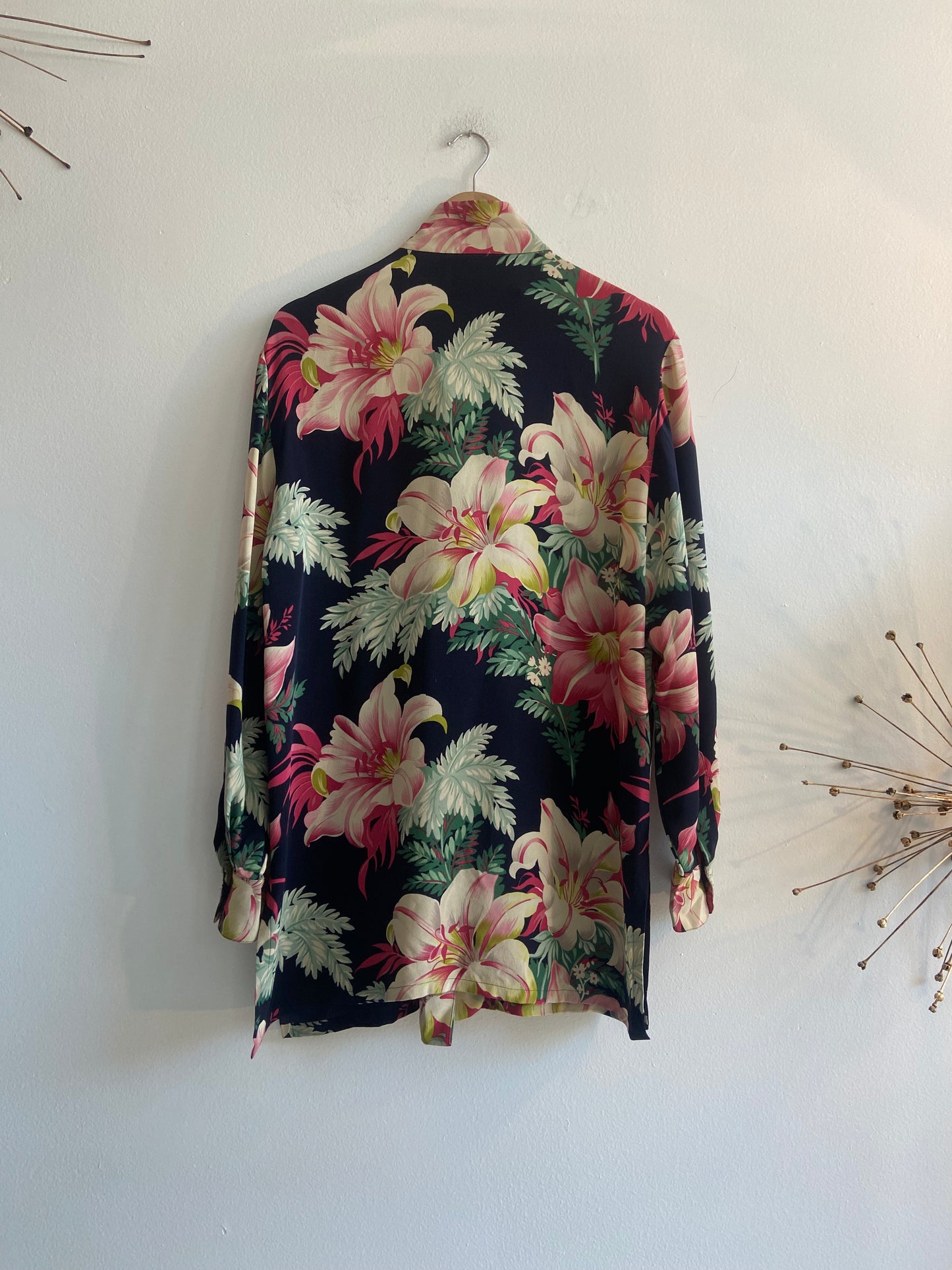 Floral silk button-up blouse SS 1-3