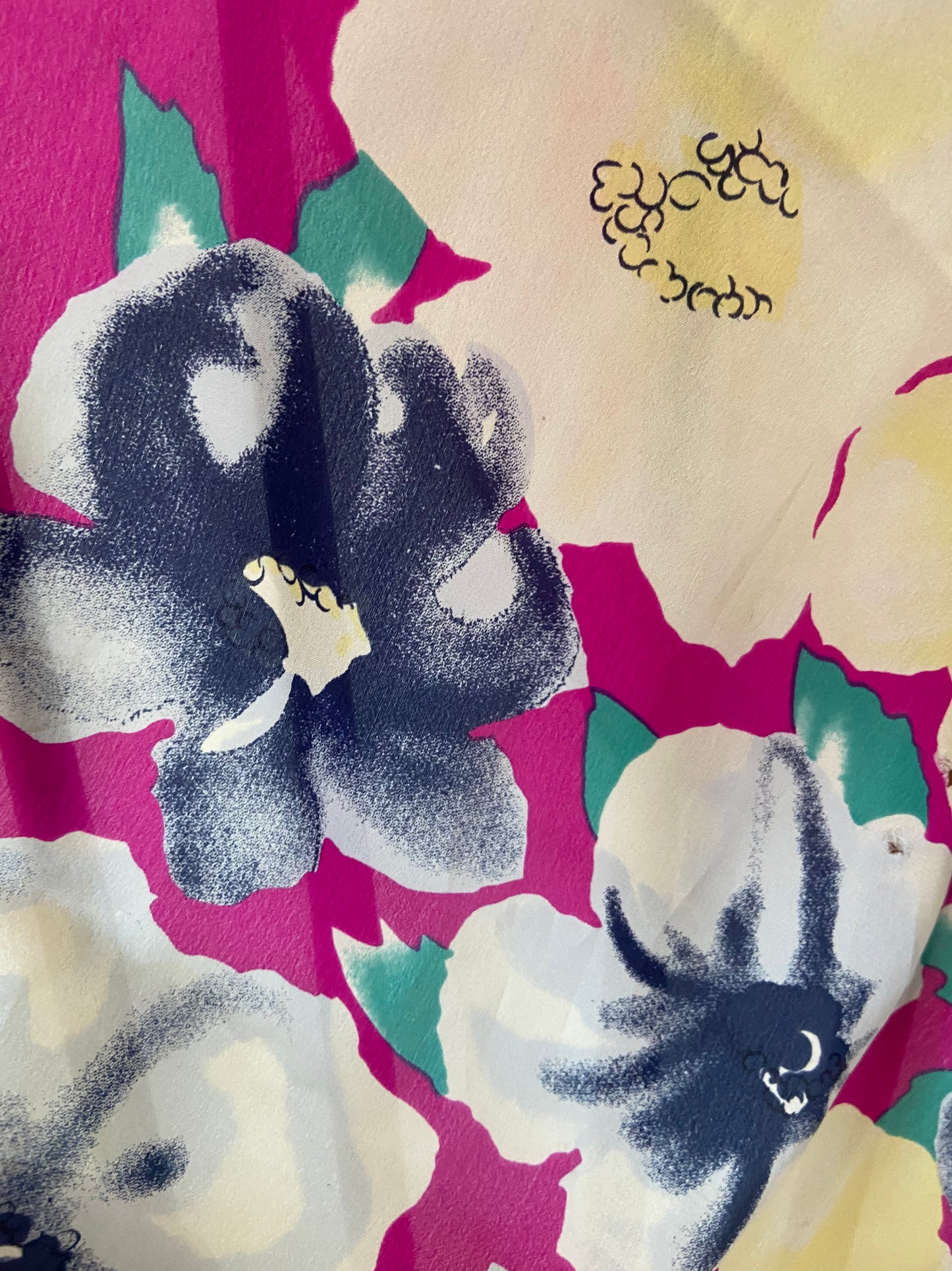 Vintage silk scarf magenta floral