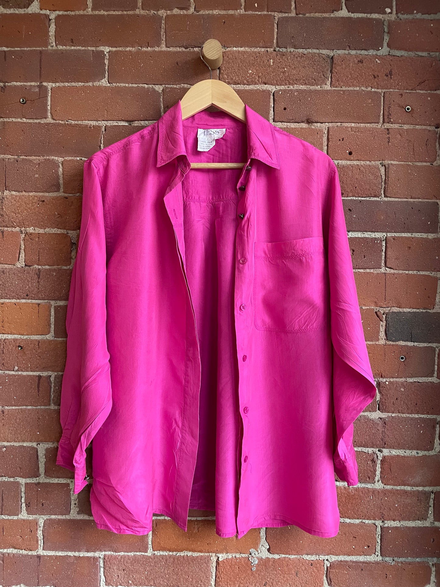 "Tess" 100% Silk Silver Button Long Sleeve SS2