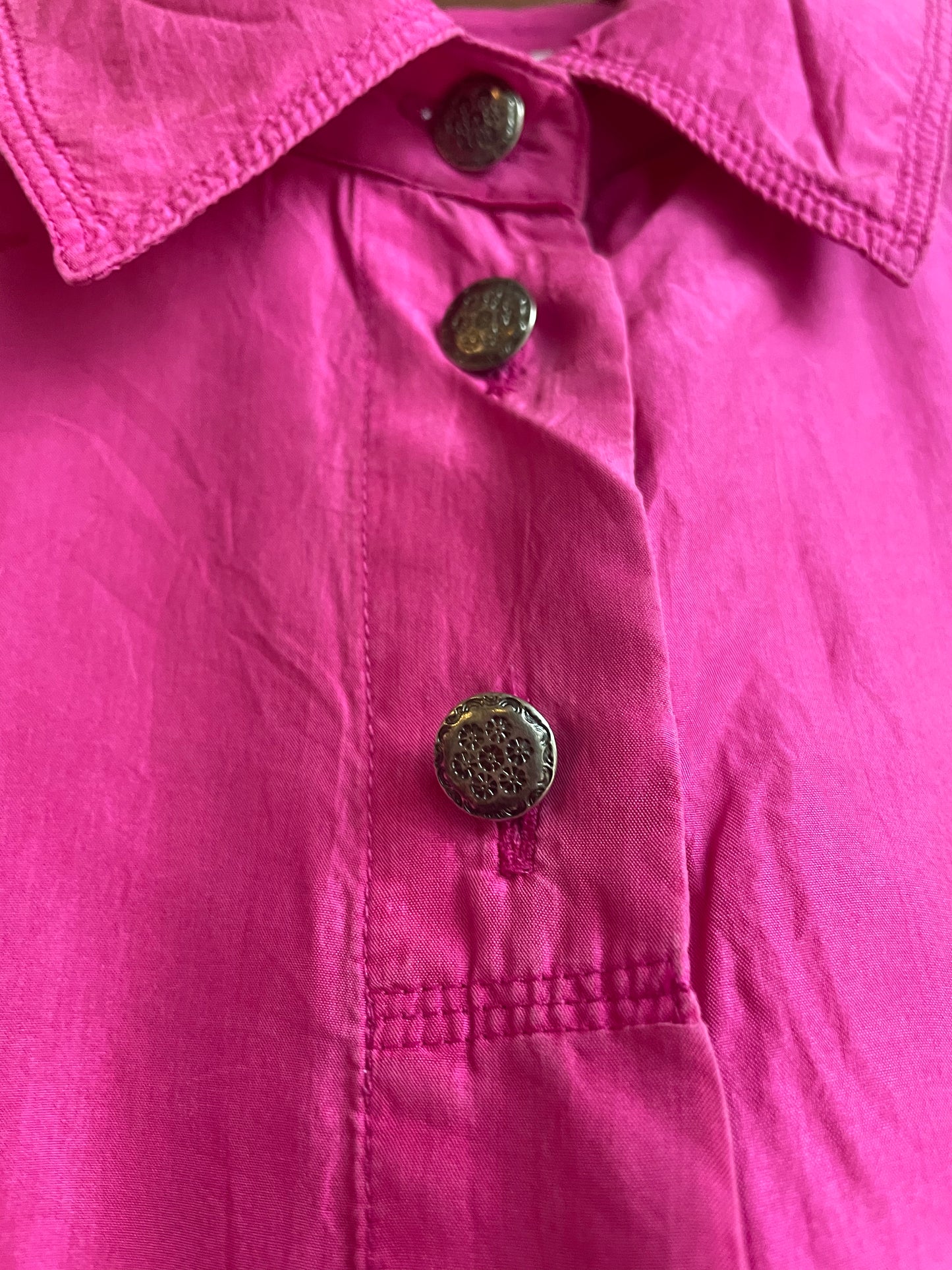 "Tess" 100% Silk Silver Button Long Sleeve SS2