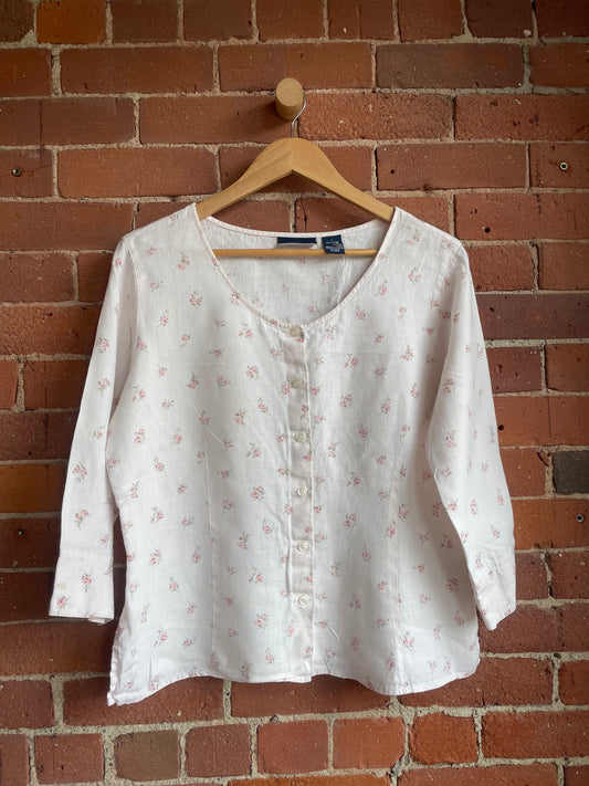 Vintage Floral 100% Linen Button Down SS2