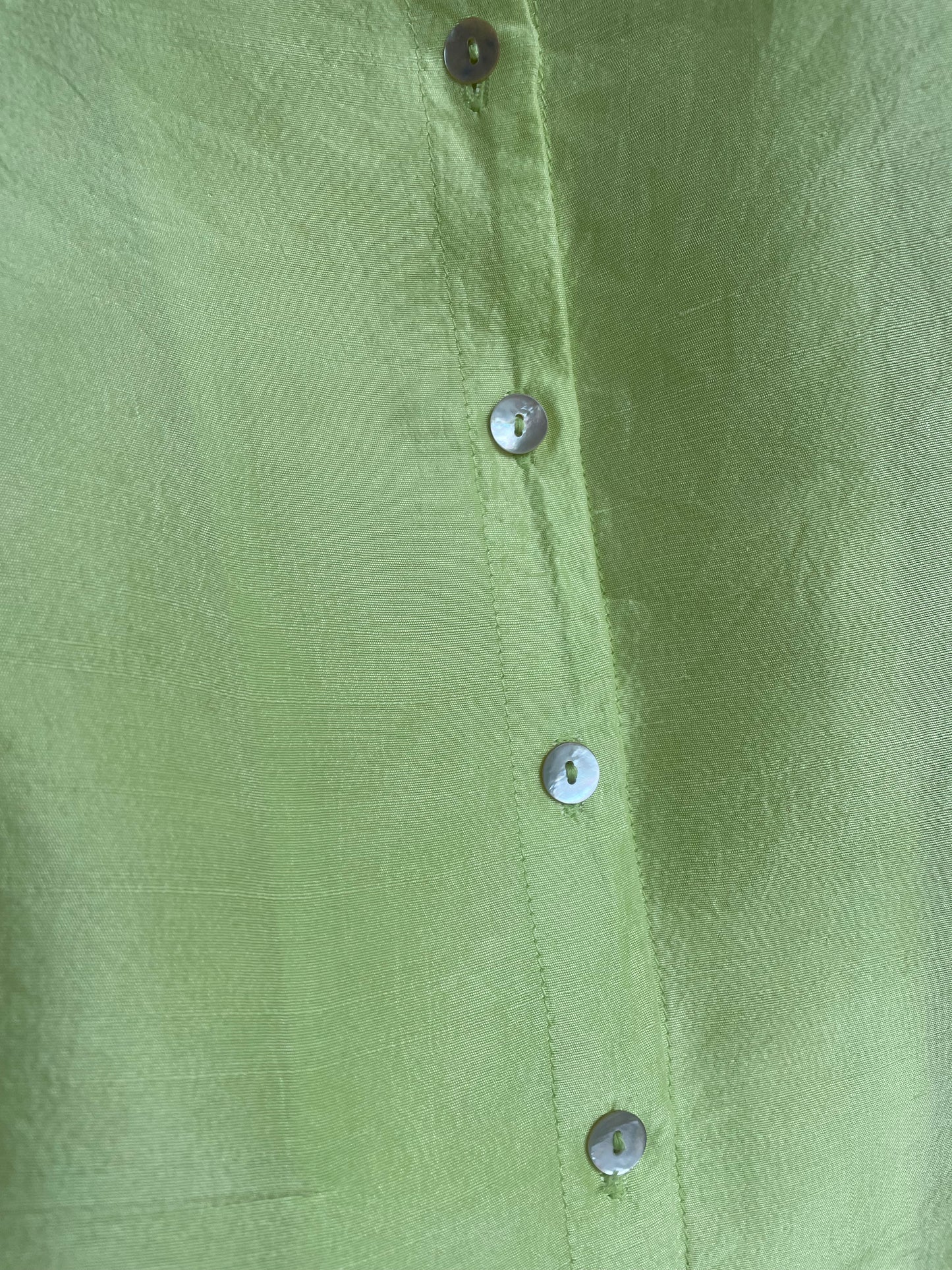 "S.L.B." Light Chartreuse 100% Silk Button Down SS2