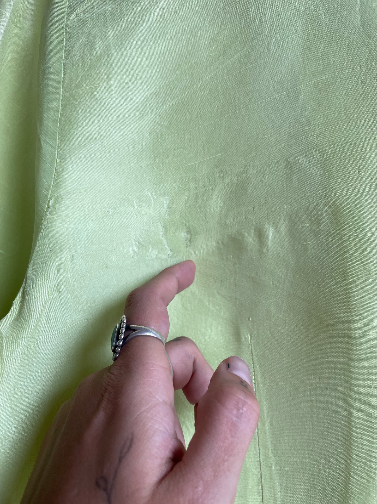 "S.L.B." Light Chartreuse 100% Silk Button Down SS2