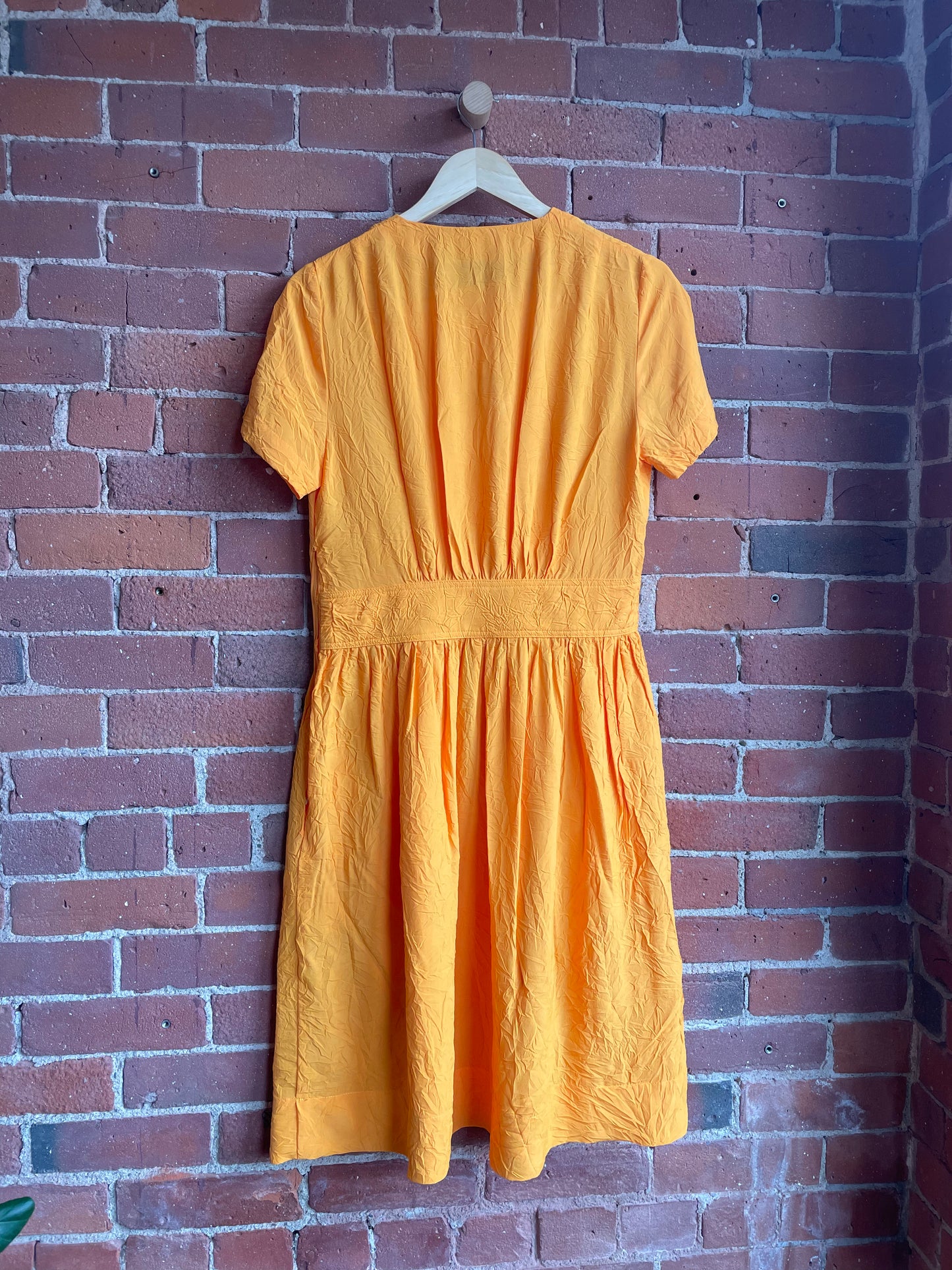 Caron Callahan Tangerine Crinkle Button Dress SS1