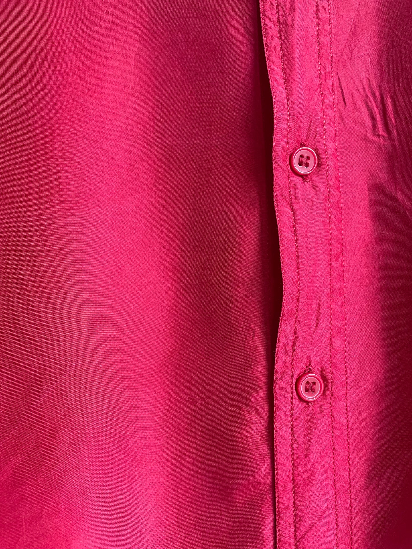 "City Streets" Raspberry Red Silk Button Down SS3