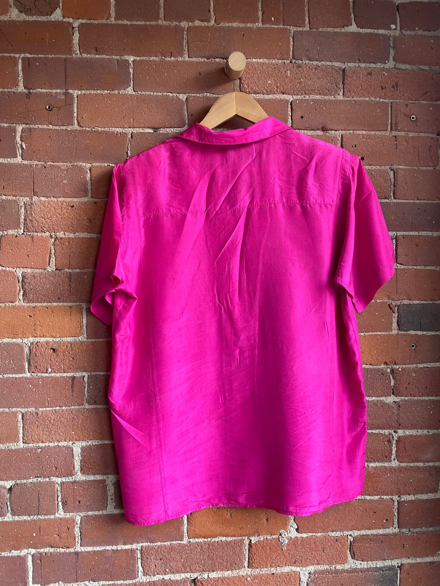 "Chance Encounters" 100% Silk Fuschia Button Down SS2-3