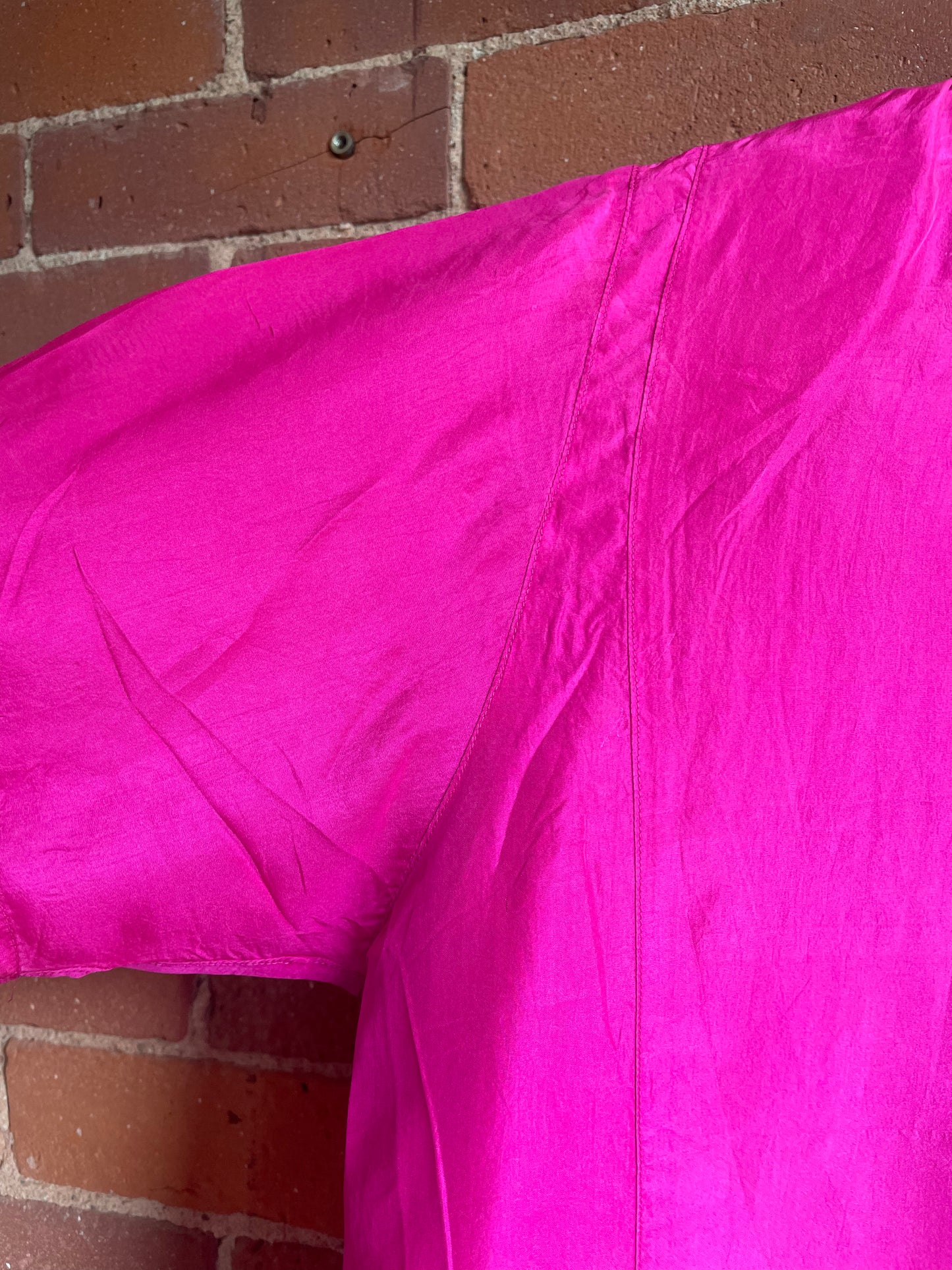 "Chance Encounters" 100% Silk Fuschia Button Down SS2-3
