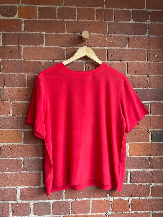 Tomato Red Silk Short Sleeve SS2