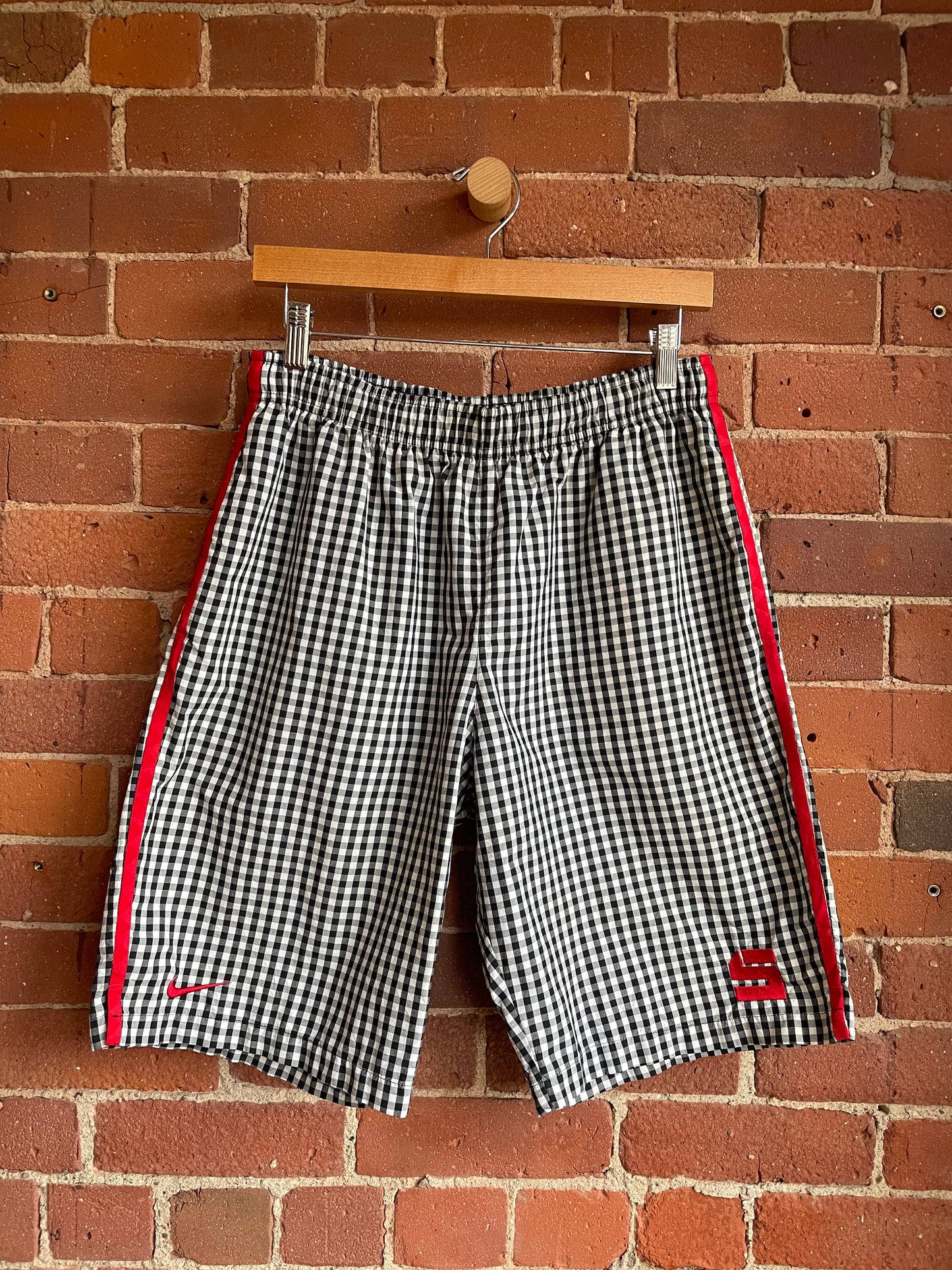 Nike Gingham Red Stripe Athletic Shorts SS2