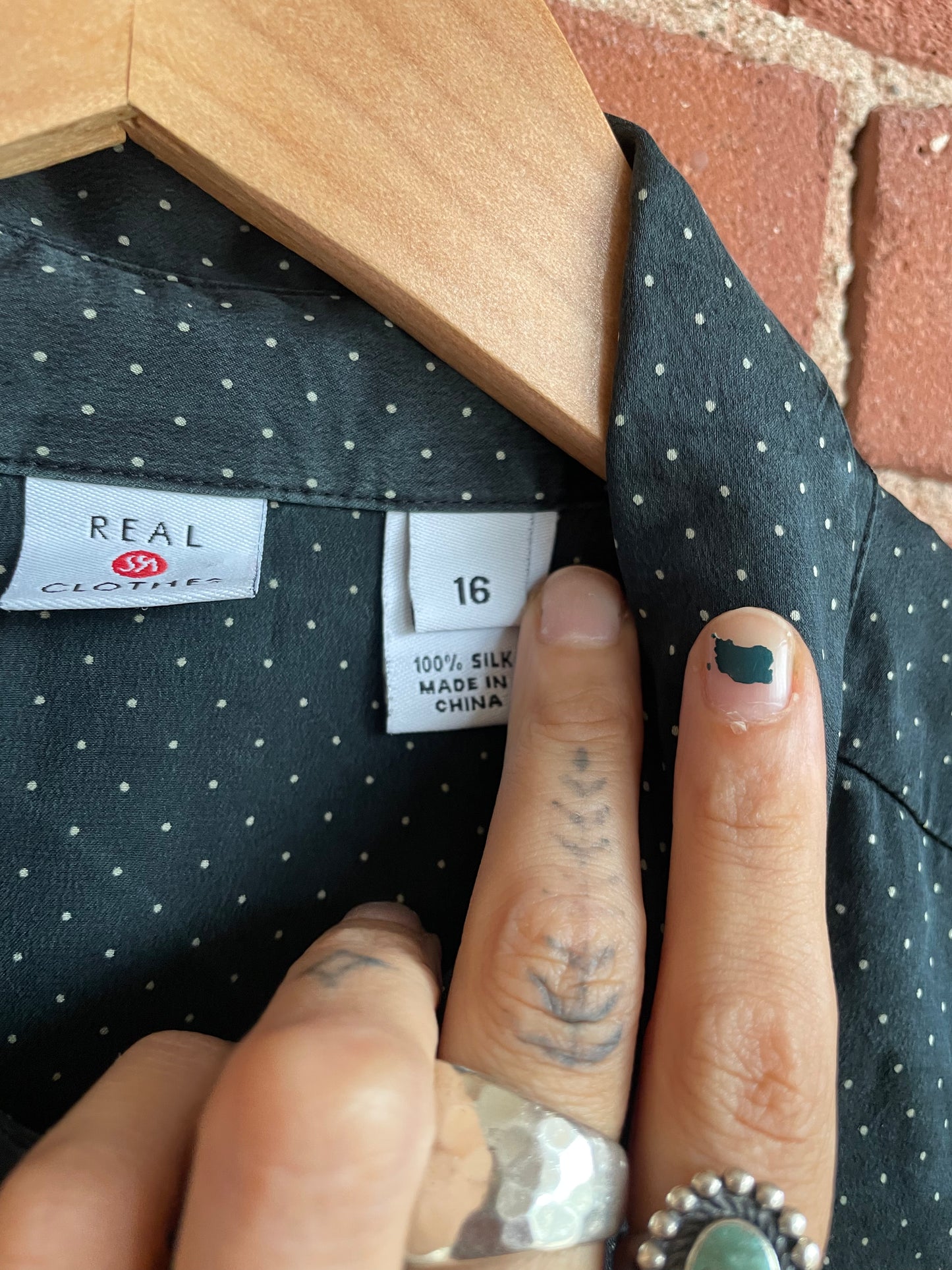 "Real Clothes" Silk Subtle Polka Dot Blouse SS1-2