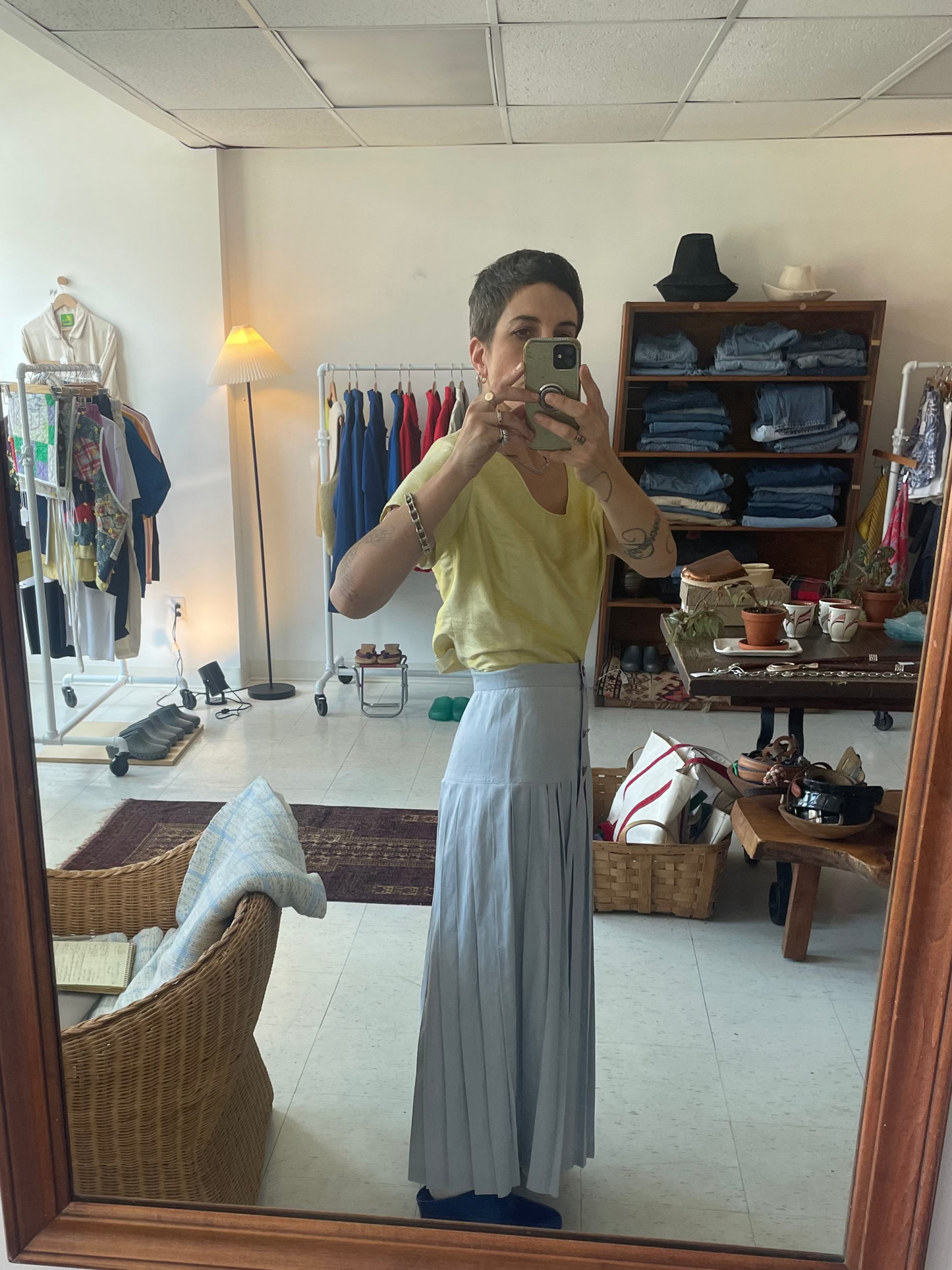 Light blue pleated button skirt SS 1