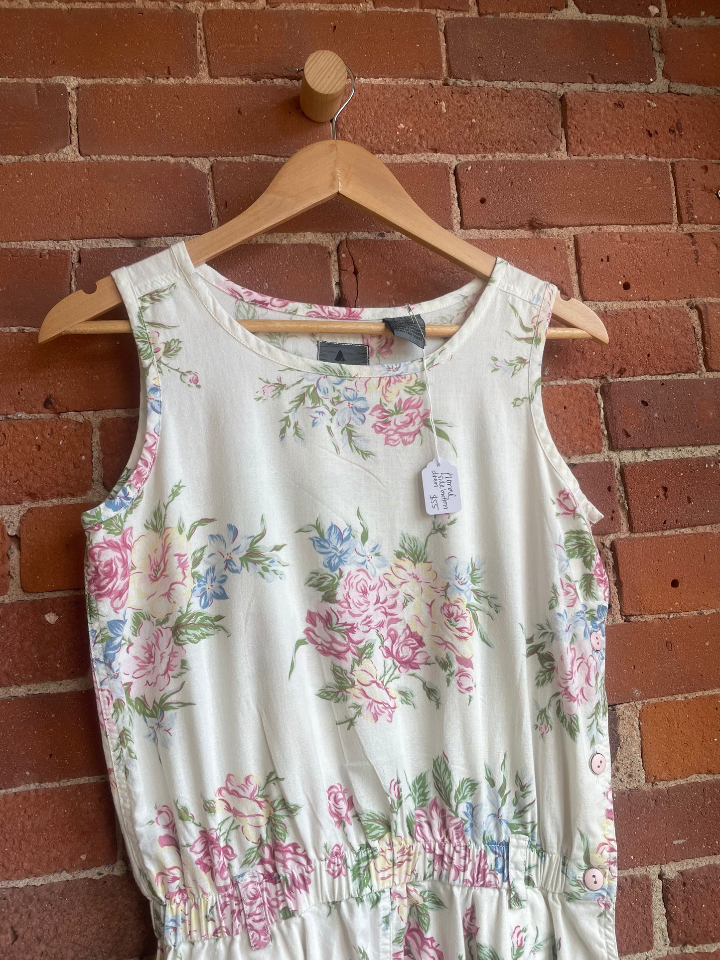 Cotton Floral Dress With Pink Buttons SS1-2