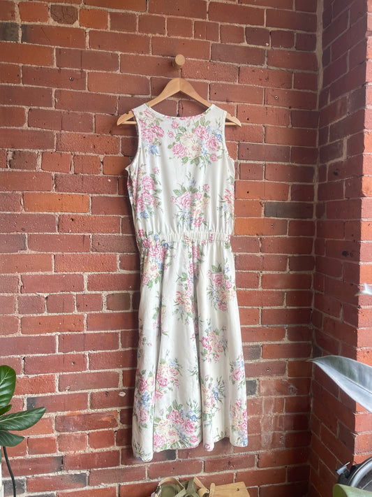 Cotton Floral Dress With Pink Buttons SS1-2