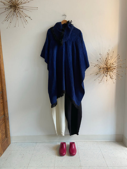 Wool blue and black poncho SS 1-3