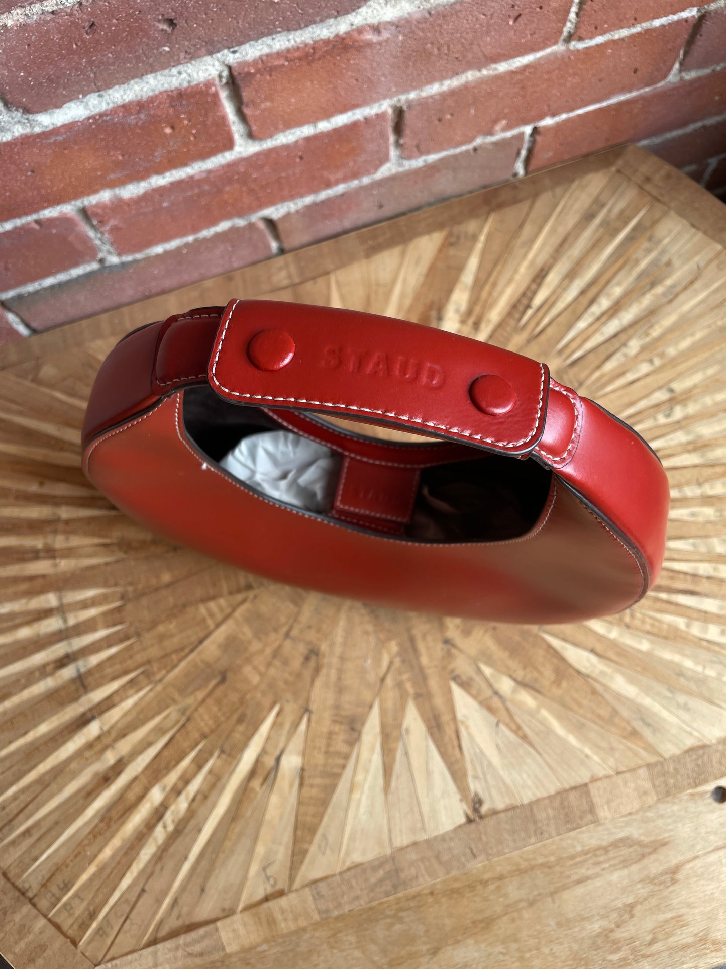 Staud Moon Bag in Red