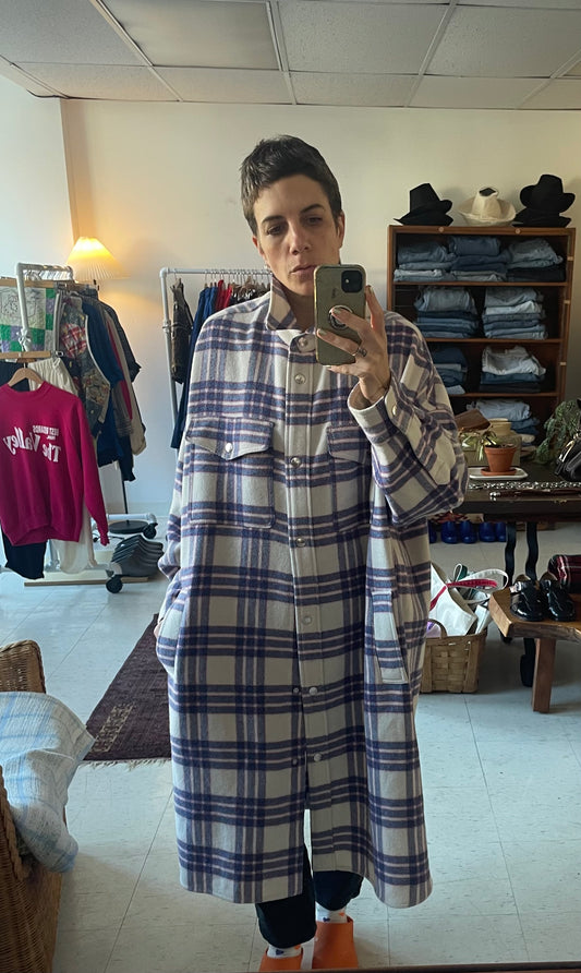 Isabel Mirant Full-Length Plaid Wool Cape Jacket SS1-2